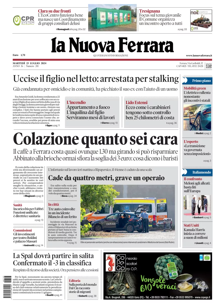 Prima-pagina-nuova ferrara-oggi-edizione-del-2024-07-23